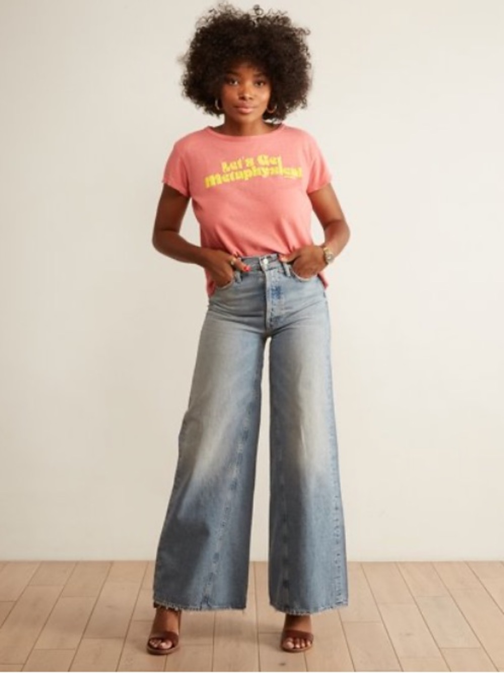 Mother denim the Enchanter other side light wash wide leg jeans 34 (31 32 33 ok)